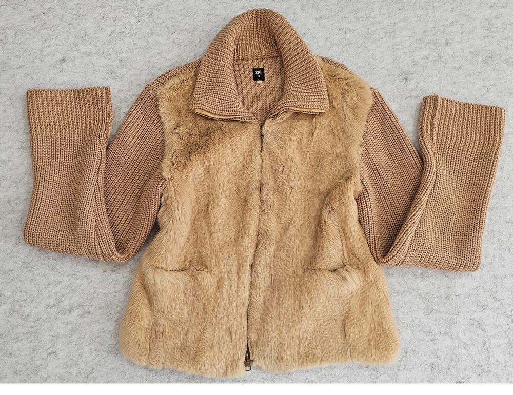 SPI 25 100% Rabbit Hair Sweater Jacket, Knitting-100% Wool, Vintage, Y2K, Sz S
